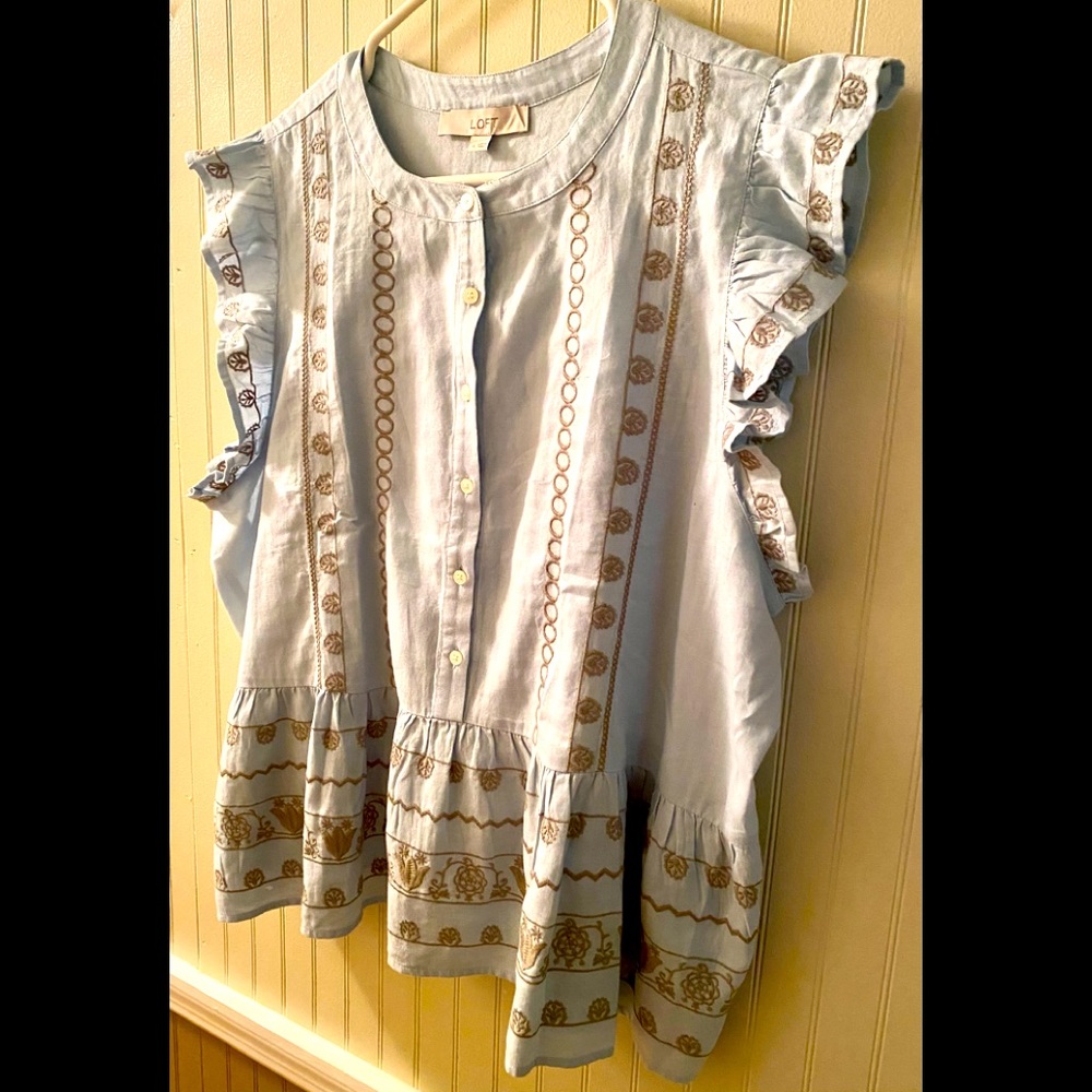 The Loft floral embroidered peplum shell